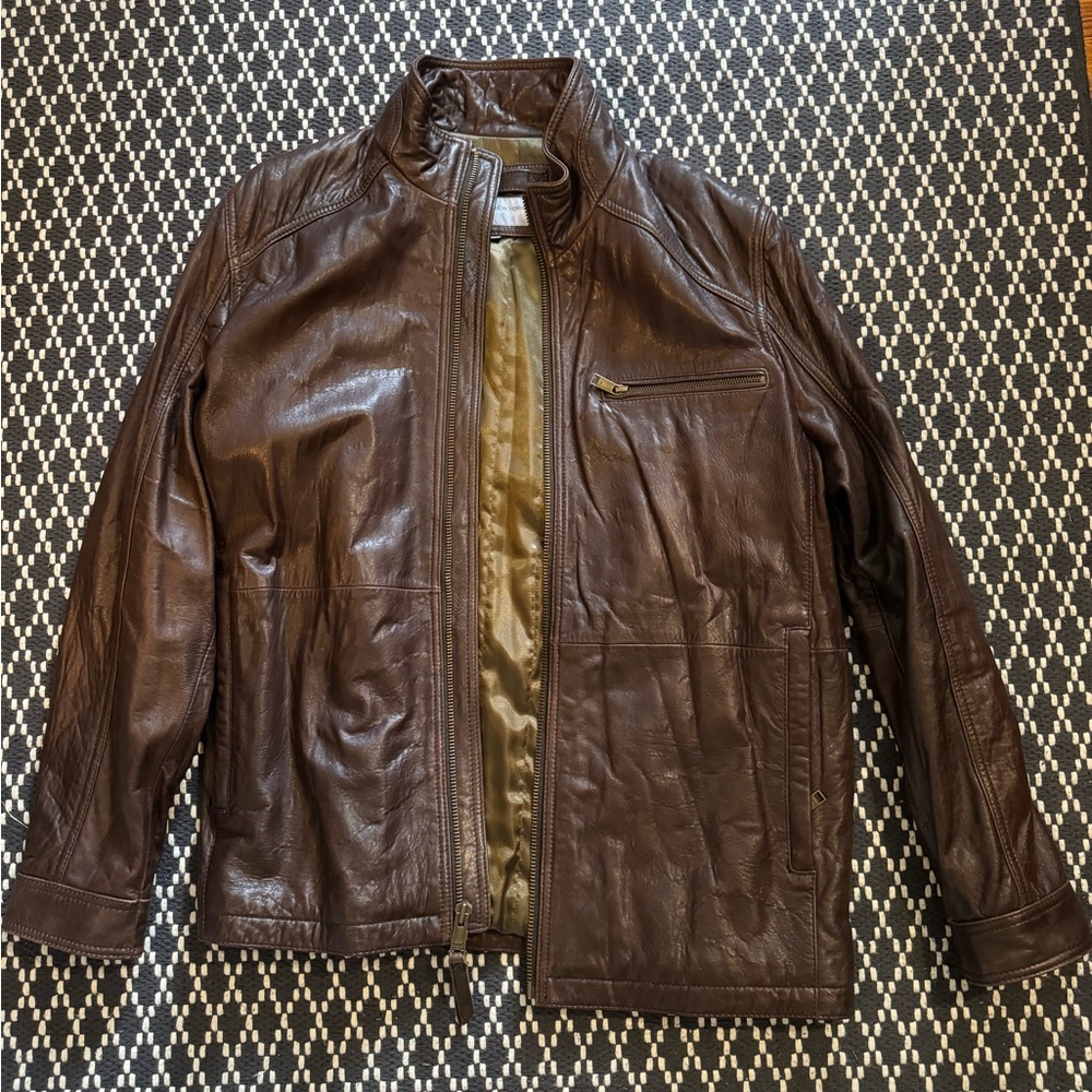 MEN MARC NEW YORK BLACK LEATHER JACKET-XXL